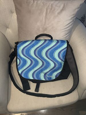 LL Bean Messenger Bag Satchel Briefcase Green Purple Blue  display picture 3