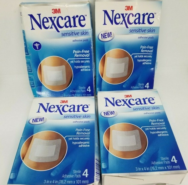 4 3M Nexcare sensitive skin adhesive pads 4 3 in x 4 in PainFree