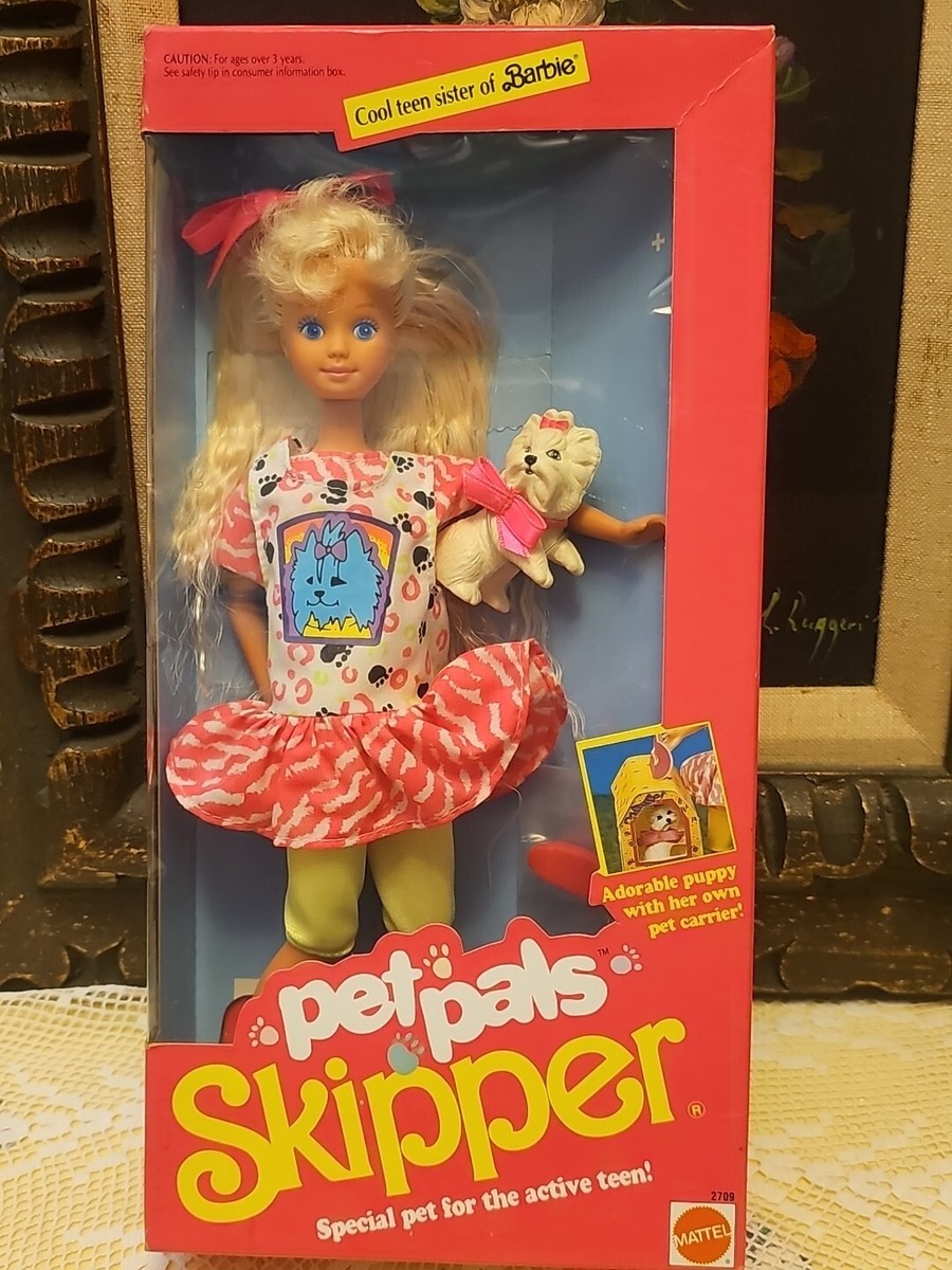 1991 Barbie Pet Pals Skipper Mattel #2709 With Dog Cool Teen