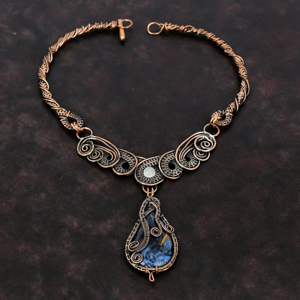 Joyería Pietersite regalo de cobre para dama de honor collar de cadena envuelto en alambre 18,0" Foto 2 de 4