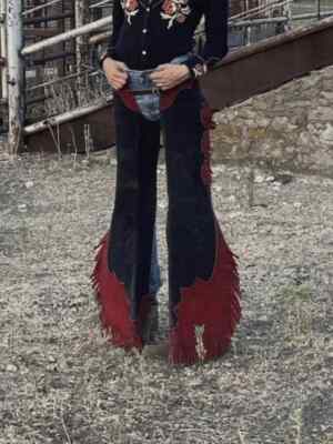 Handmade Suede Leather Chaps, Leather Chinks for Horse Riding, Western Pants