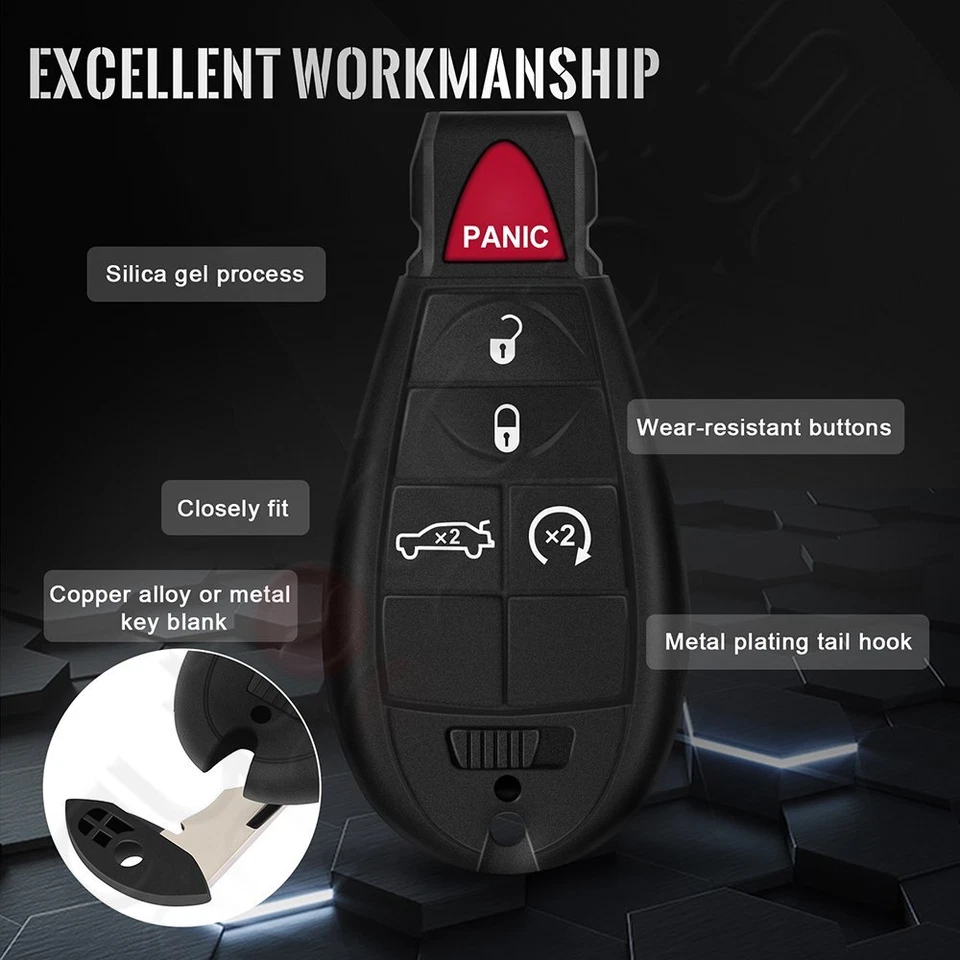 2 Remote Car Key Fob for Dodge Challenger Charger 2008 2009 2010 2011 2012-2014 - Image 3 of 4