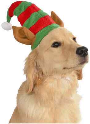 Elf Hat w/Ears Santa's Helper Dress Up Christmas Pet Dog Cat Costume Accessory