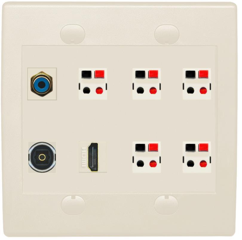 1 Port Hd Toslink Rca Flat 2 Gang [light Almond]