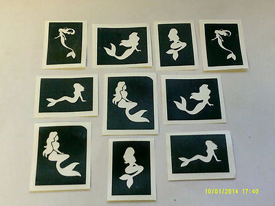 30 Mini-pochoirs Sirènes Et Dauphins – Pour Paillettes Et Tatouages éphémères – Dazzle Glitter Tattoos