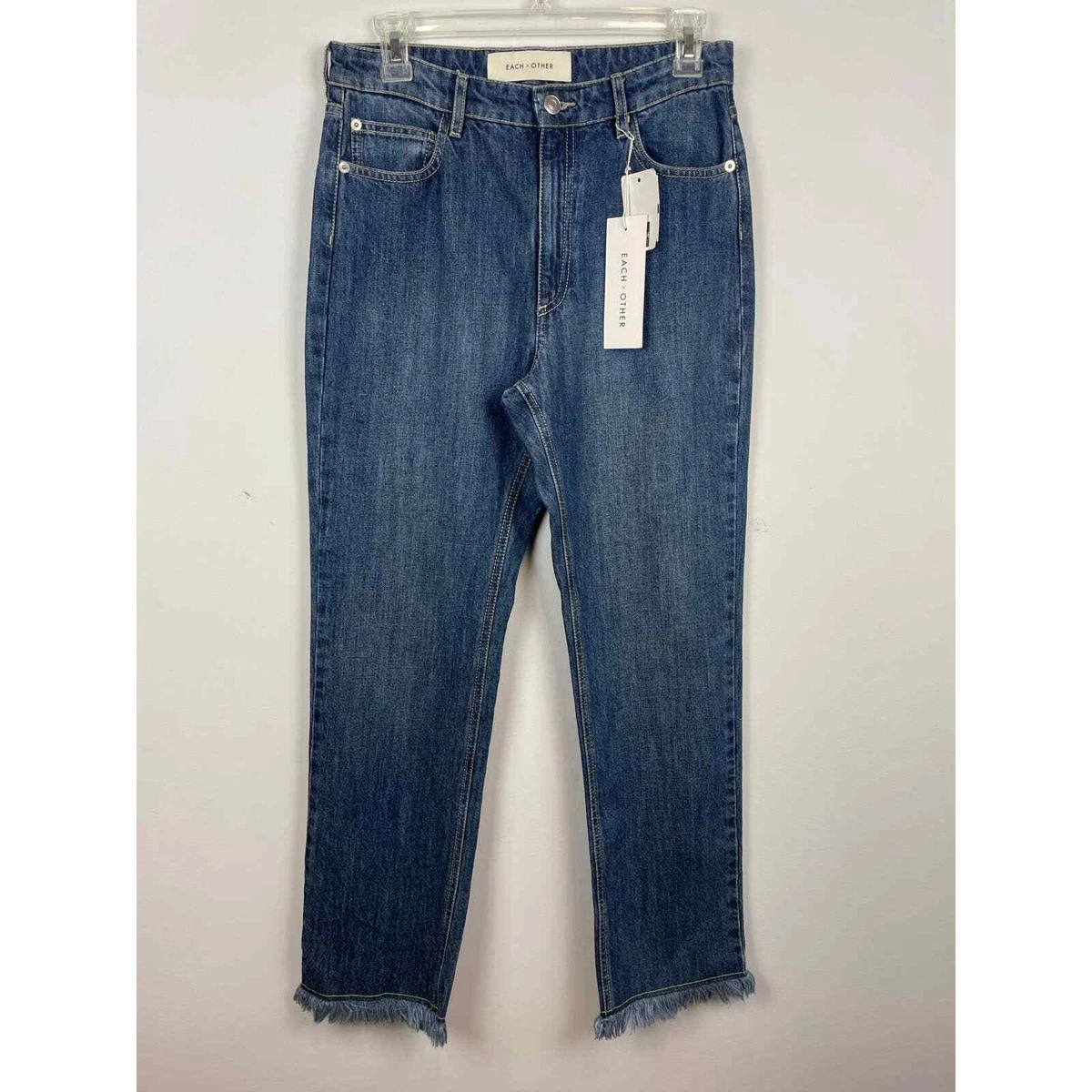NWT EACH x OTHER Paris High Rise Straight Leg Frayed Hem Denim 