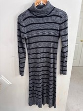 Calvin Klein Turtle Neck Long Sleeve Sweater Midi Dress Gray Size M
