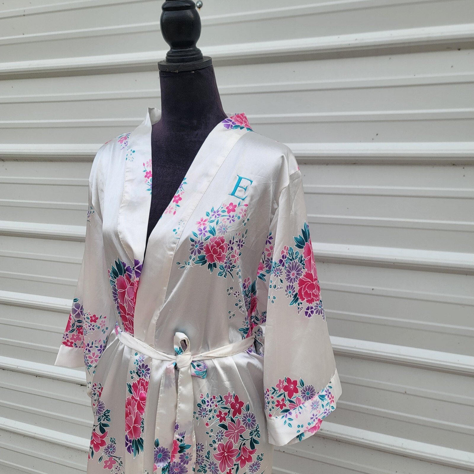 Women's Floral satin Robe Bridal Dressing Gown Mo… - image 3