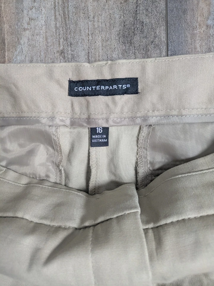 Pantalones para mujer Counterparts 23" elásticos talla 16 caqui nuevos con etiquetas Foto 3 de 4