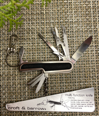 Croft & Barrow Multi Function Knife Keychain: Can Opener Scissors Saw Cork Screw