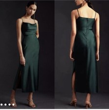 BHLDN Cali Satin Cowl Neck Midi Slip Dress Sz 6 Wedding Bridesmaid