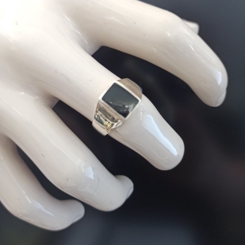 Vintage Men's Ring Sterling Silver Black Onyx Retro 925 Geometric Minimalist 13 - Picture 15 of 17