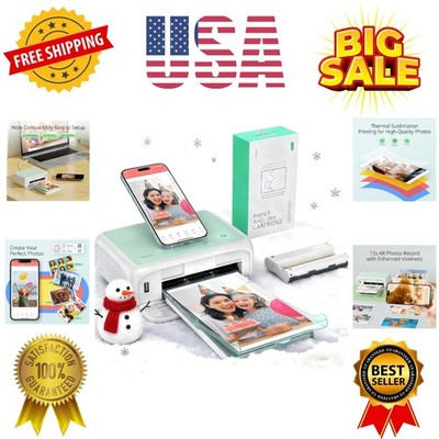 Photo Printer, Picture Printer with 54 Sheets 4''x6'' & 1 Ink Ribbon, Support A...