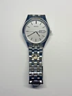 SEIKO 7N43-9048 DAY/DATE JAPAN MOV'T SILVER TONE QUARTZ MEN'S WATCH