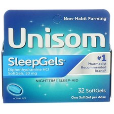 2 Pack Unisom SleepGels Nighttime Sleep-Aid Softgels, 32 Ct