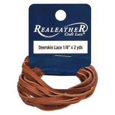 Realeather Crafts Deerskin Lace .125"X2yd Packaged-Saddle Tan 6Pk 