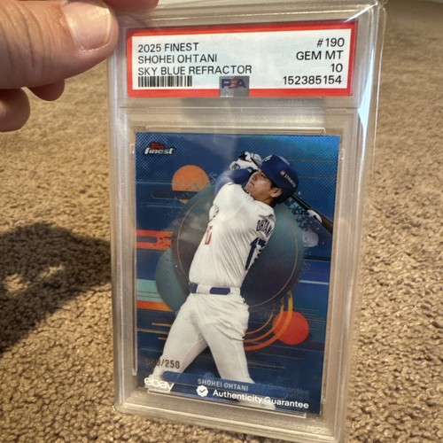 2025 Topps Finest - Uncommon Shohei Ohtani #190 Sky Blue Refractor /250 PSA 10 