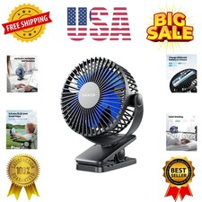 Portable Clip on Fan Battery Operated, Small Powerful 3 Speed Quiet 360  Rota...