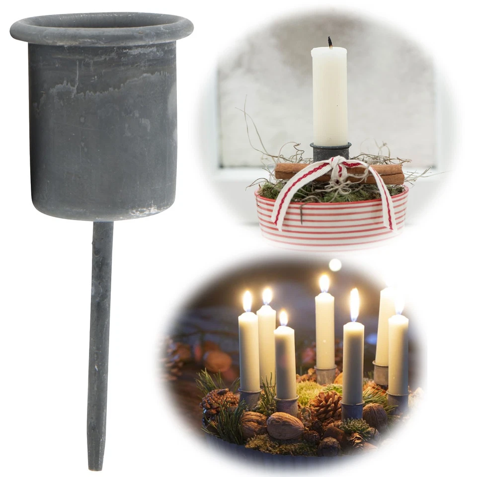 Vintage Kerzenständer Stabkerzenhalter Metall Halterung Kerzenleuchter Stecker