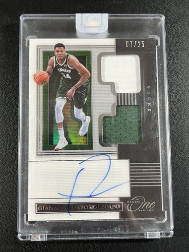 2019 Panini One And One Giannis Antetokounmpo Dual Patch Auto /25