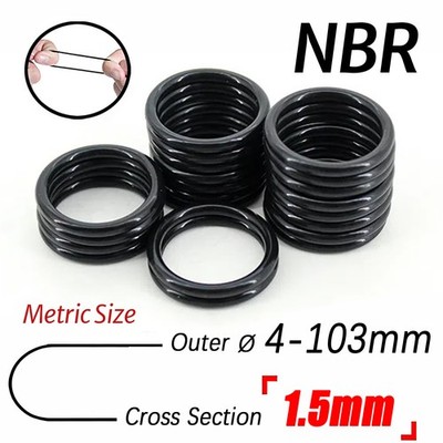 1.5mm Cross Section NBR Nitrile Rubber O Rings 1mm-100mm ID Oil Resistant Seals