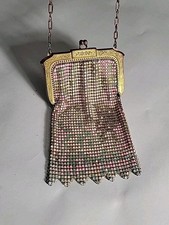 Whiting  Davis Antique 1920S Art Deco Flapper Mesh Purse Evening Bag Metal Tag