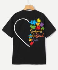 Autism Awareness Support Understand Love Puzzle Heart 2D T-shirt Tee Shirt Gift