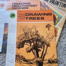 5 Vintage Art Books: Painting Sunsets, Drawing Trees, Southwest Scenes, Desert