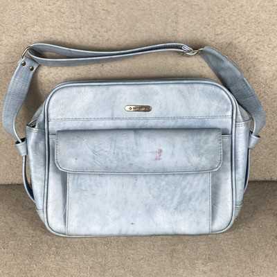 70s VTG Luggage Samsonite Cordoba Weekender Tote Shoulder Bag Blue Carry On