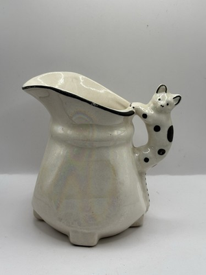 #ad Vtg Czechoslovakia Cat Handle Creamer Pitcher Iridescent Opalescent Lusterware $9.99