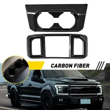 Carbon Fiber Rear Cup Holder Air Vent Outlet Cover Black For Ford F150 2015-20 E