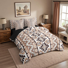 7 Piece Rustic Western Comforter Set with Sheets Southwestern Aztec Bedding Set