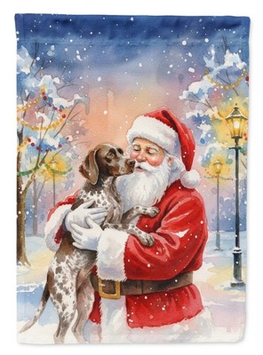 German Shorthaired Pointer Dog With Santa Claus Flag