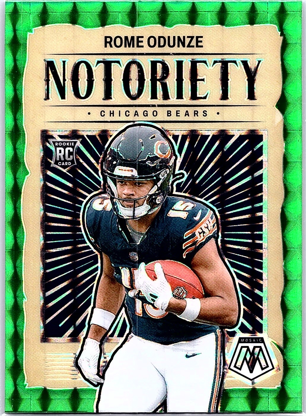 2024 Panini Rome Odunze #24 Green Mosaic, Notoriety Rookie RC