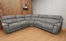 Oak FurnitureLand Leo Large Corner Sofa, Power Recliner, Footstool, Grey