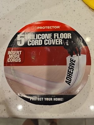 X-Protector 5 Ft Silicone Floor Cord Cover Red And White With Adhesive