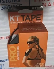 KT Tape Kinesiology Tape Pro 20 10" Pre-cut Strips Jet Black Free Shipping!!