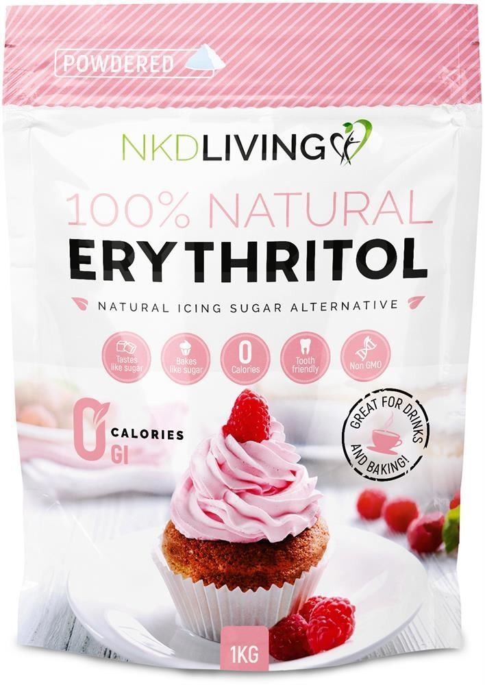 NKD Living Erythritol Powdered Natural 0 Calorie Sweetener 1KG - 2 Pack