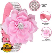 Haoyueer Blue Suede Crystal Dog Collar Leash Combo L Bling Rhinestone