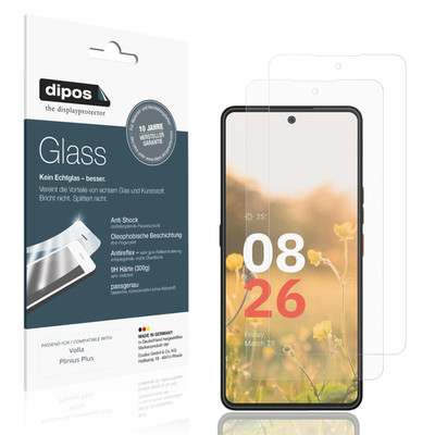 2x Schutzfolie für Volla Plinius Plus matt - Anti-Shock 9H Folie dipos Glass