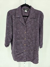 Vtg Requirements Womens Sz M 3/4 Sleeve Blazer Jacket Purple Floral 1990s