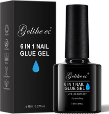 Gelike Ec Gel Nail Glue - 6 in 1 UV Nails Glue Base Coat for Nail Tips, Strong