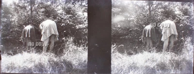 FEMMES NUES 1920 PLAQUE VERRE STEREOSCOPIQUE 45x107 NEGATIF STEREOVIEW NUDE - Photo 1/2