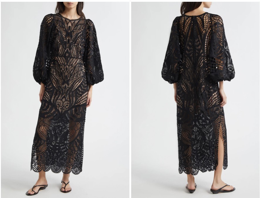60s lace dress 60s/70s White Lace Embroidered Maxi Dress, Eyelet Lace Long Sleeves–  Papillon Vintage Shop main image 1