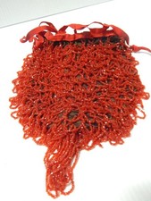 SATIN HANDLE ANTIQUE FRENCH ARTE' NOUVEAU BEADED FLAPPER BAG c1920s