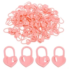 Crochet Stitch Markers, 100Pcs Plastic Knitting Markers Heart Pink