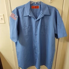 Red Cap Image Wear Men's Short Sleeve Uniform Shirt Size XXL American Flag