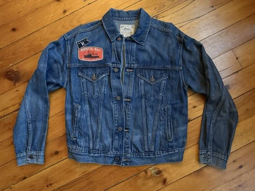 Polo Ralph Lauren Small Trucker Patch Jacket RRL  Preppy Patchwork VTG Nautical video thumbnail