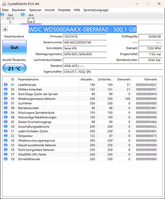 Western Digital WD Blue 0,5TB SATA 6Gb/s 7200rpm HDD (WDC WD5000AAKX-08ERMA0)