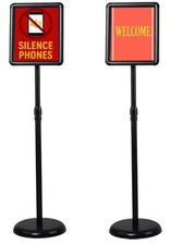 2 Adjustable Pedestal Floor Stand Sign Holders Height Adjustable 38″-50″ Metal
